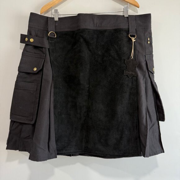 GEOFFREY MARRS Other - GEOFFREY MARRS MEN'S UTILITY KILT LEATHER FRONT APRON BLACK SIZE 46